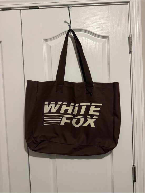 White Fox Boutique Handbags - Large White Fox Boutique Chocolate Brown Tote with Cream Logo